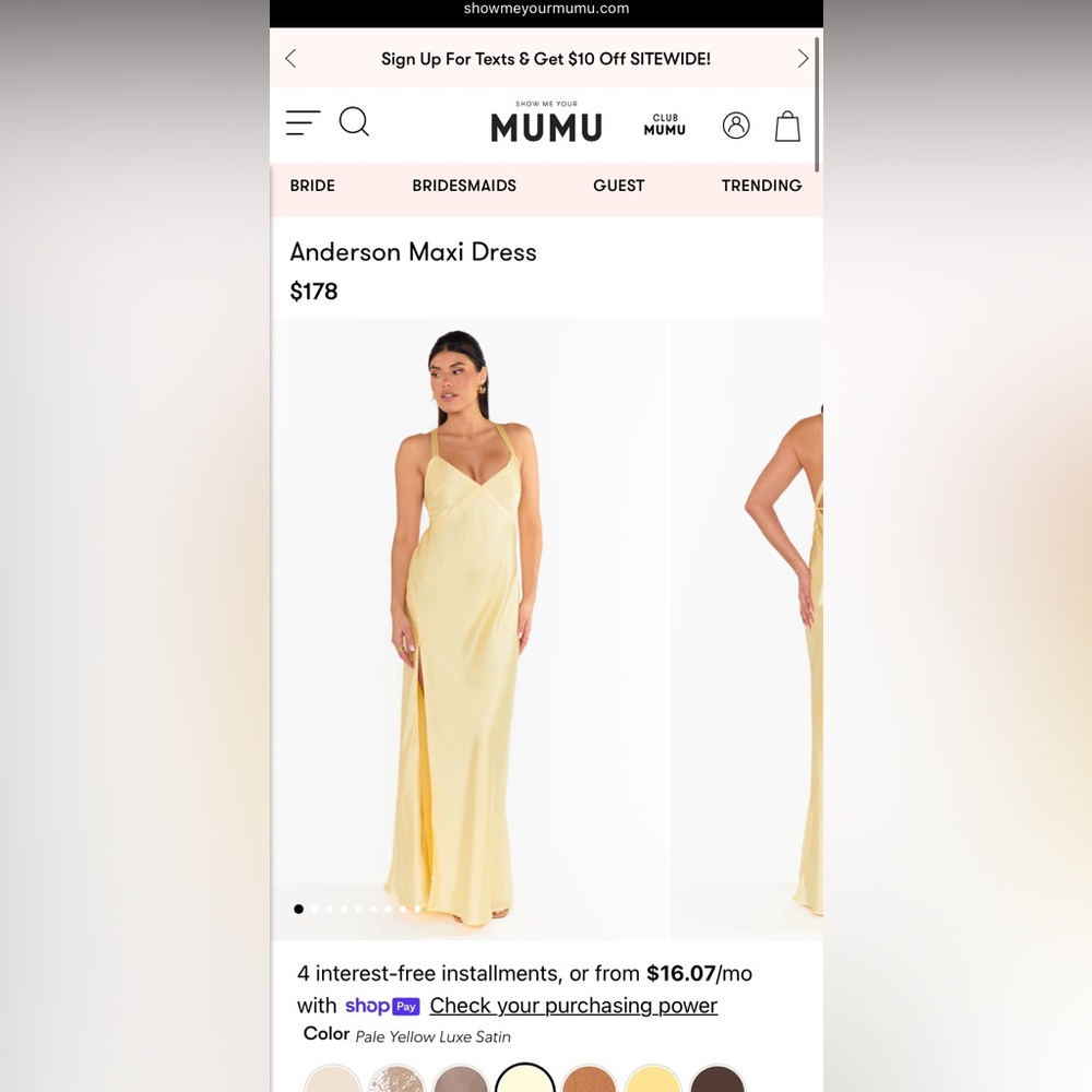 Show Me Your MuMu Anderson Maxi Pale Yellow Dress